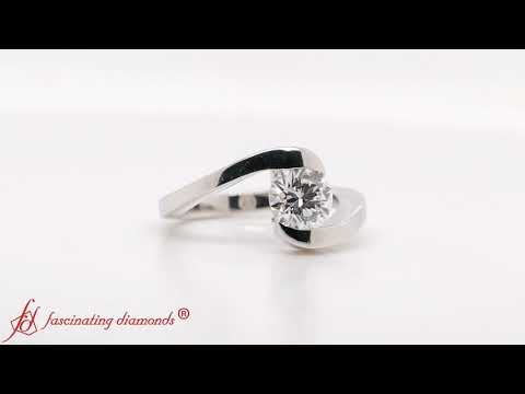Tension Set Round Cut Diamond Solitaire Engagement Ring