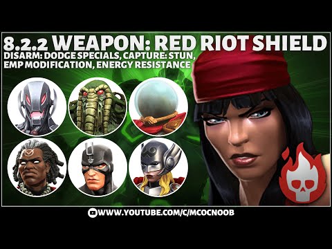 MCOC Act 8.2.2: Weapon: Red Riot Shield, Dodge Specials, Capture: Stun, EMP Modification - Elektra