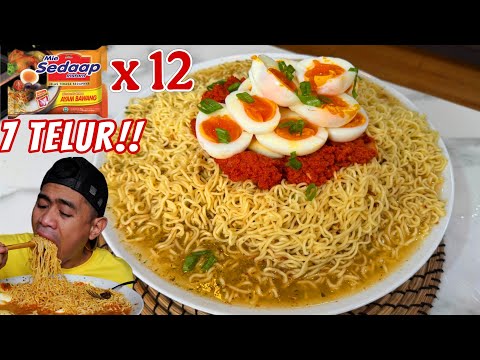 KHILAF! MUKBANG 12 BUNGKUS MIE SEDAAP AYAM BAWANG + 7 TELUR !!