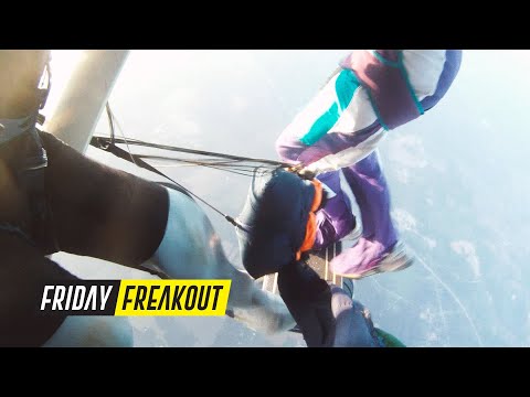 Friday Freakout: Skydiver's D-Bag Wraps Around Plane's Wing Strut!