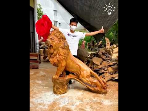 Wood today Beautiful lions.  #beautiful #lion #woodworking #russia #viral
