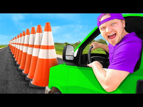 Car Vs 100 Traffic Cones Challenge