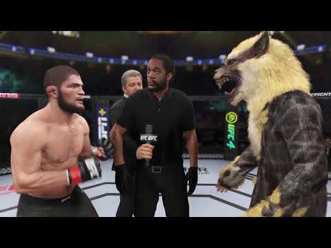 Khabib Nurmagomedov vs Wild Werewolf UFC 4 Simulation (AI)
