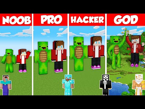 Noob Builder - Minecraft - JJ AND MIKEY MAIZEN BUILD CHALLENGE - Minecraft Battle: NOOB vs PRO vs HACKER vs GOD / Animation