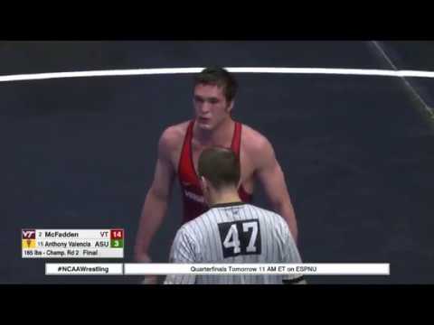 2018 NCAA Wrestling 165lbs: David McFadden (Virginia Tech) maj dec Anthony Valencia (Arizona State)
