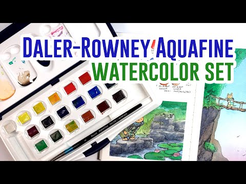 Daler-Rowney Aquafine Watercolor Box - 20 Half-Pans + Brush - Review & Demo! 🎨