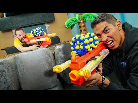 NERF Build a Box Fort Challenge! Video