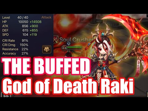 【Summoners War | Curry's RTA】THE BUFFED God of Death Raki, is good 4 HIT damage???