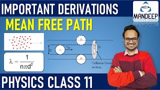 Mean Free Path Class 11 Physics Derivation in Hindi || Kinetic Theory of Gases