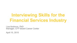 Interviewing Skills for the Financial Services Ind