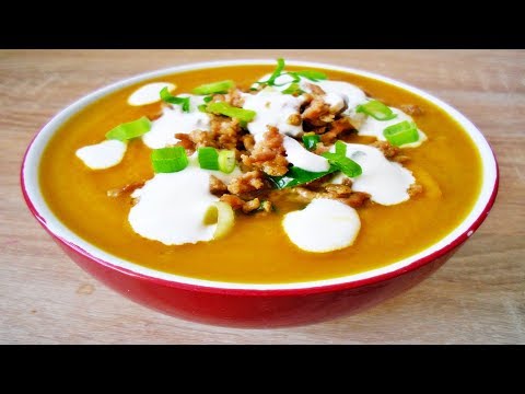 Rezept: Süßkartoffelsuppe mit Hackfleisch-Topping / schnell, einfach, lecker!