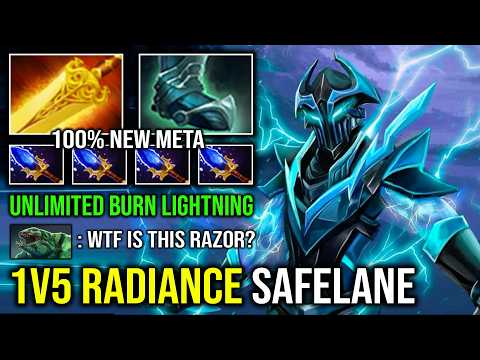 NEW IMBA 1v5 Safelane Hard Carry Radiance Guardian Greaves Unlimited Burn Lightning Razor Dota 2
