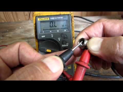 Using a multimeter to check a coax cable.