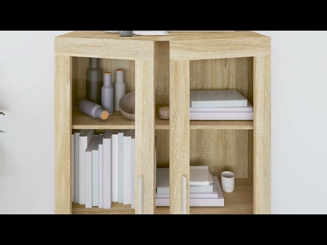 Video teaser for 802753 vidaXL Vitrine Cabinet Sonoma Oak 82,5x30,5x115 cm Engineered Wood