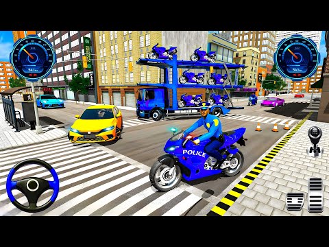 US Police Bike Transporter Truck Games - Grand Police Bike Transport Games 3D - Android GamePlay