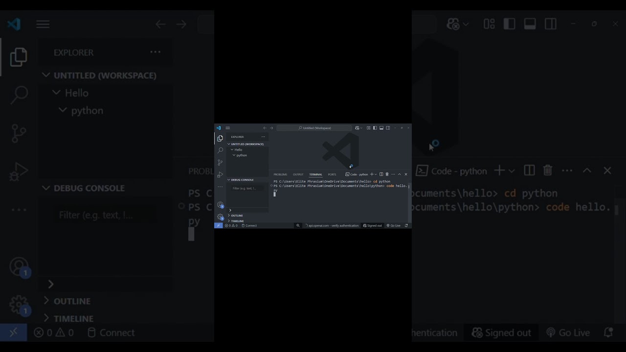 Even Python Says Hello 🐍 #shorts #Python #Coding #HelloWorld