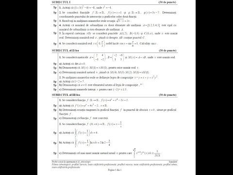Simulare Bacalaureat 2021 - Tehnologic - Rezolvare