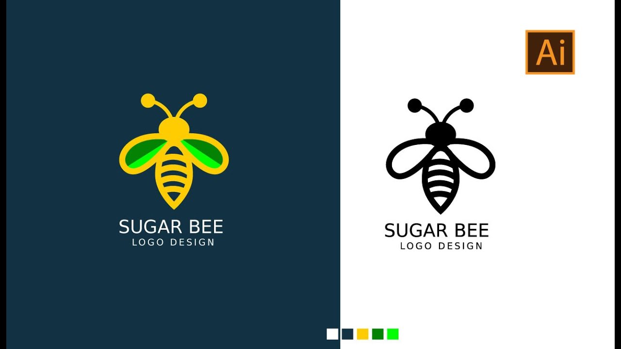 Vector Minimal Logo Design Illustrator CC Bee Logo Design Tutorial Full Process