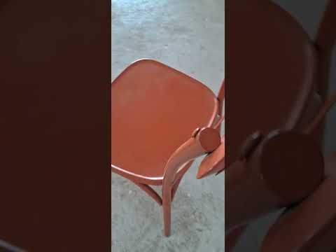 Brown iron metal cross back chair, without armrest