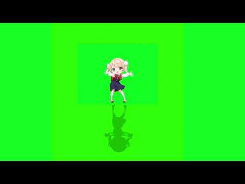 Аниме девочка танцует под фонк на зеленом фоне