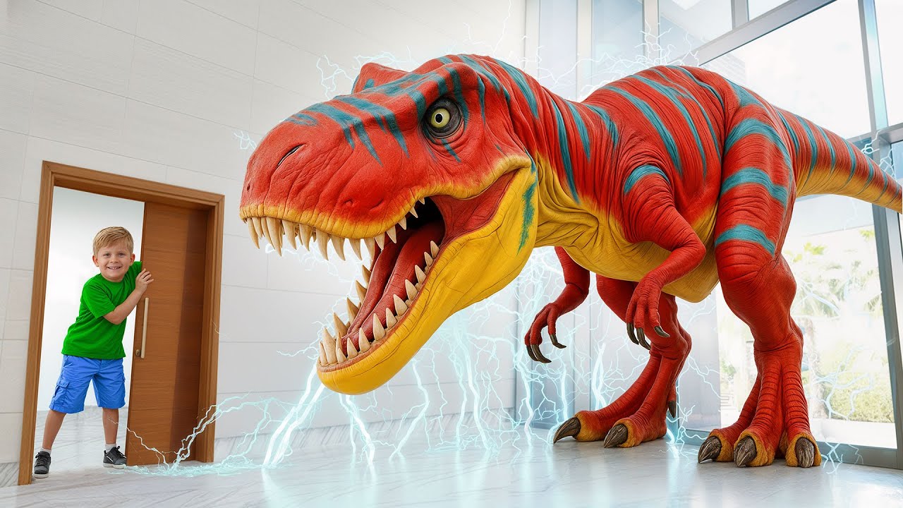 Dinosaur Stories for Kids | Oliver's Dinosaur Toys Become Alive In His House