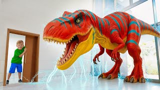 Download lagu Oliver’s Dinosaur Toys Came Alive at Home! mp3