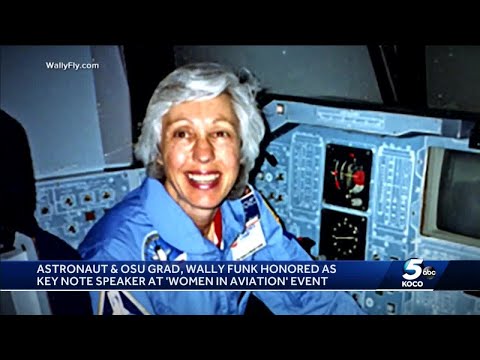 Astronaut, aviation pioneer Wally Funk describes her journey at event for women in aerospace