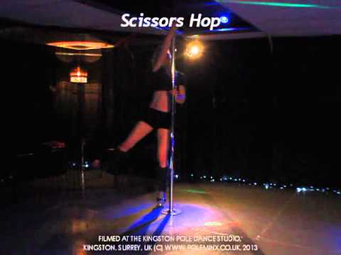 Scissors Hop. Pole dancing moves demo Beginners dance step