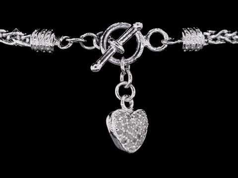 UD3285 - SILVER AND DIAMOND HEART BYZANTINE BRACELET - TESORO COLLECTION
