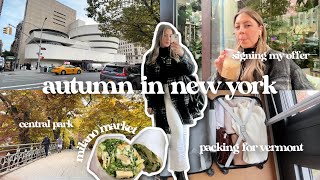 weekly vlog: prepping to start a new job! signing my offer, Central Park fall, packing for Vermont