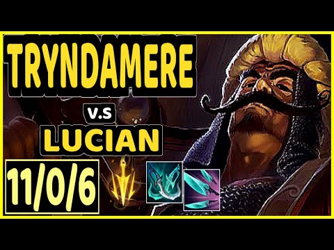 TRYNDAMERE vs LUCIAN - 11/0/6 KDA MID GAMEPLAY - NA Ranked GRANDMASTER