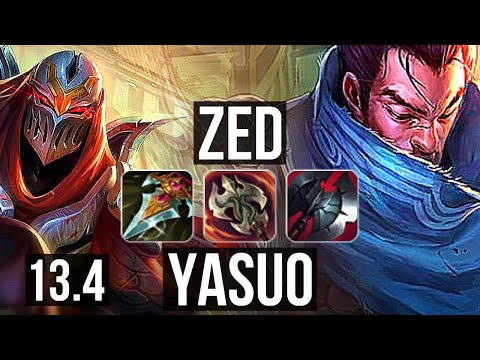 ZED vs YASUO (TOP) | 14/1/2, Quadra, Legendary, 1.4M mastery, 600+ games | KR Challenger | 13.4