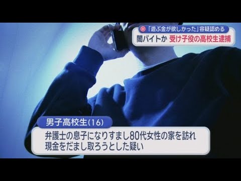 YouTube Video 「遊ぶ金欲しさに闇バイト」特殊詐欺の受け子をしたとして男子高校生（１６）を逮捕