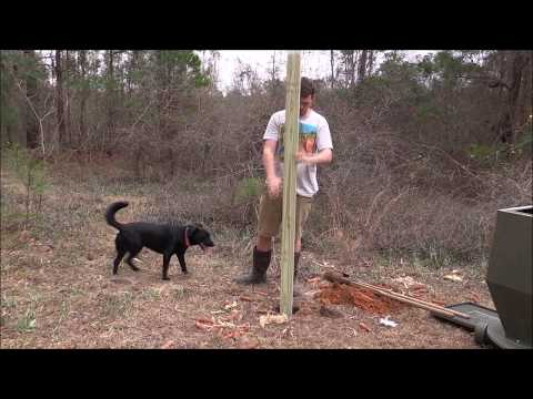 Installing a post style deer feeder