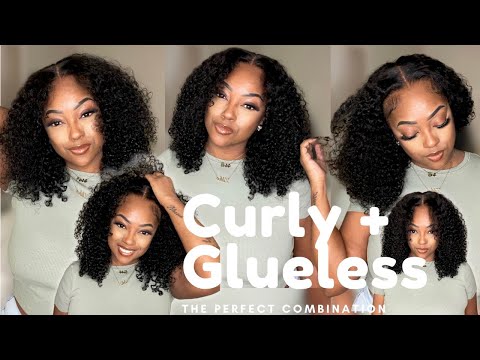 Effortless & Glueless Curly 7X4 closure bob wig...