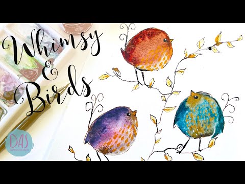 Whimsical Watercolor Birds for Beginners - Easy Tutorial to Master Wet in Wet and Pen and Ink