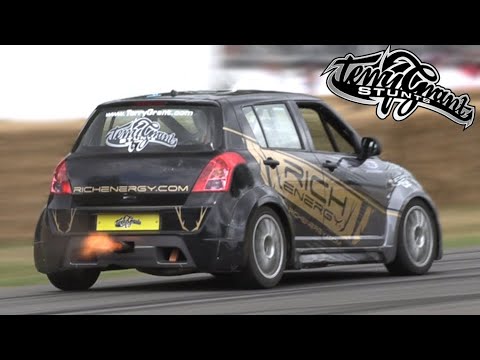 Stunt SHOW at Goodwood FOS | Terry Grant 4G63 Suzuki Swift doing AWD Donuts & More!