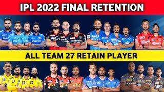 IPL 2022 - All Teams Final Retain Players List