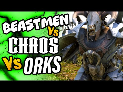 ORKS joined a Beastmen v's Chaos Battle! | Warhammer 40k UEBS2