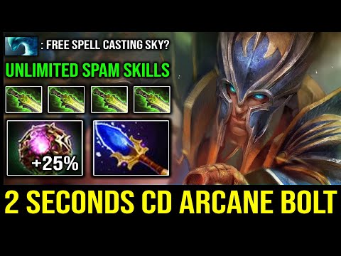 UNLIMITED SKILL SPAM 2s Arcane Bolt CD Rampage Skywrath with Octarine + Scepter Mystic Flare Dota 2