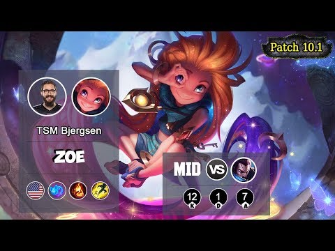 TSM Bjergsen Zoe MID vs Yasuo | LOL | S10 NA Placements - Full Gameplay
