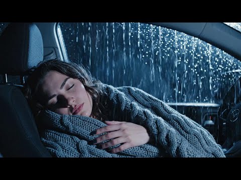 Cozy Rain on Windshield During Midnight Hours for Relaxing Sleep Ambience