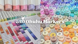 ALL the Ohuhu brush markers on one chart!!! Swatch with me