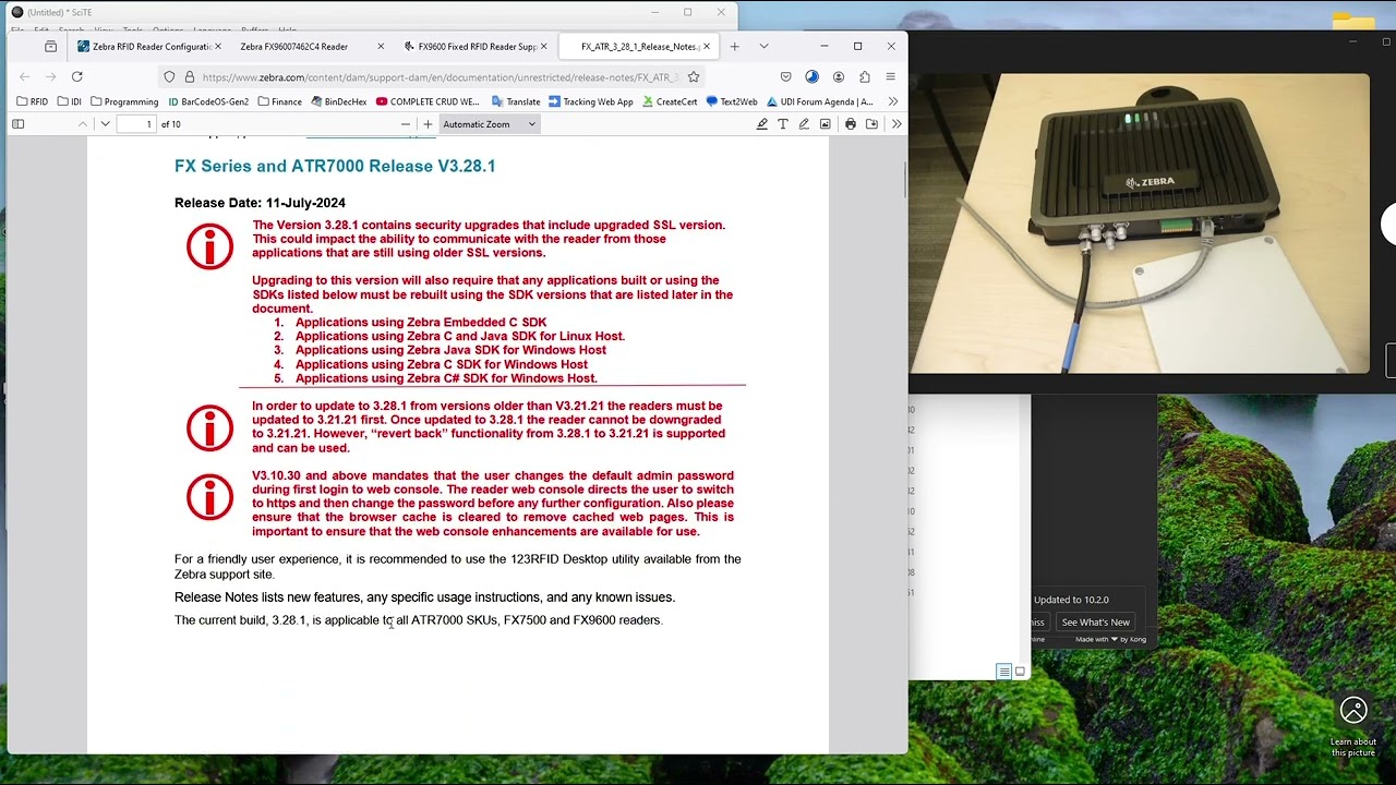 Zebra FX9600 RFID Reader:  Initial Settings