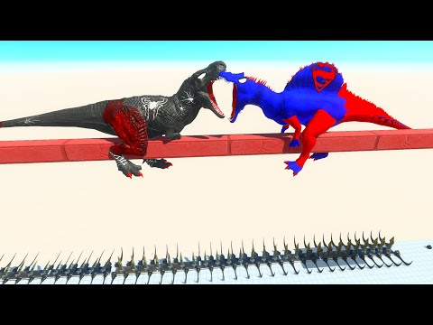 BLACK SPIDER T-REX BATTLE on WOODEN STICK  - Animal Revolt Battle Simulator ARBS