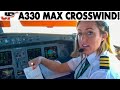 Landing AER LINGUS A330 With MAXIMUM CROSSWIND Cockpit Views