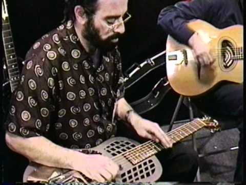 Bob Brozman jamming on slide guitar,Anaheim, 1997.