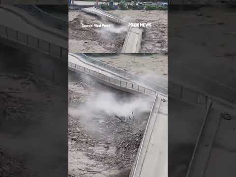 SEE IT: Bridge swept away as raging waters surge through Nepal #shorts