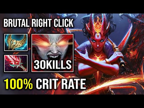100% Crit Rate Full Right Click Queen of Pain with Bloodthorn + Witch Blade Burst Damage Dota 2