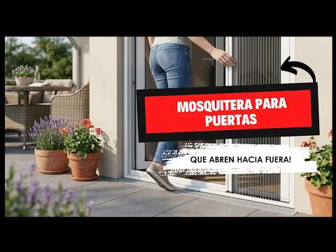 Mosquitera plisada para puertas que abren hacia fuera